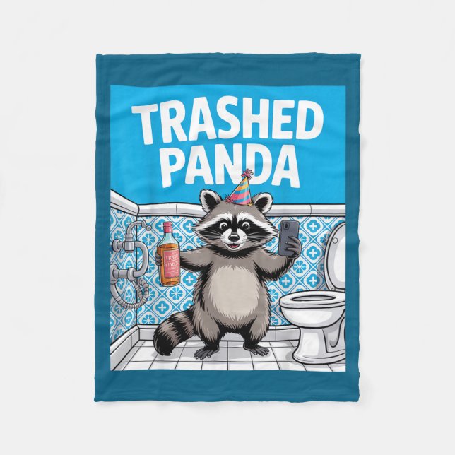 Funny Trashed Panda Raccoon Gets Drunk 1ff512797a7 Fleece Blanket (Front)