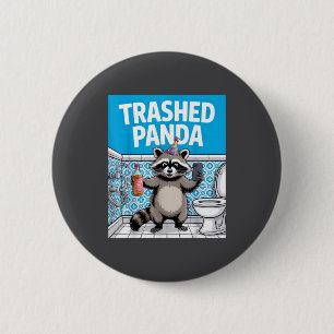 Funny Trashed Panda Raccoon Gets Drunk  2 Inch Round Button