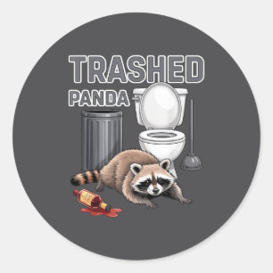 Funny Trashed Panda Raccoon Gets Drunk Classic Round Sticker