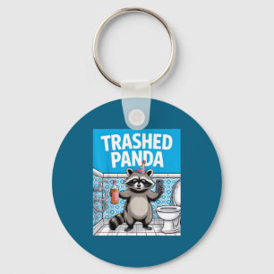 Funny Trashed Panda Raccoon Gets Drunk  Keychain