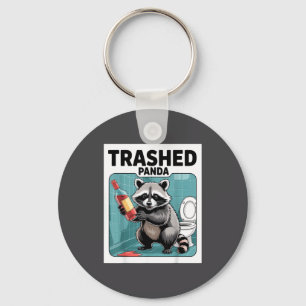 Funny Trashed Panda Raccoon Gets Drunk  Keychain