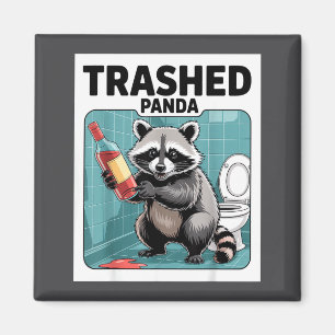 Funny Trashed Panda Raccoon Gets Drunk Magnet