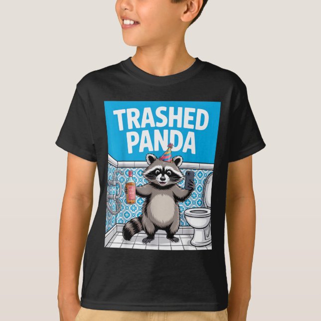 Funny Trashed Panda Raccoon Gets Drunk  T-Shirt (Front)