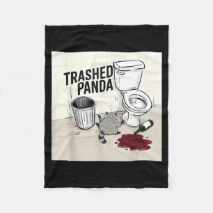 Funny Trashed Panda Racoon Gets Drunk  Fleece Blanket
