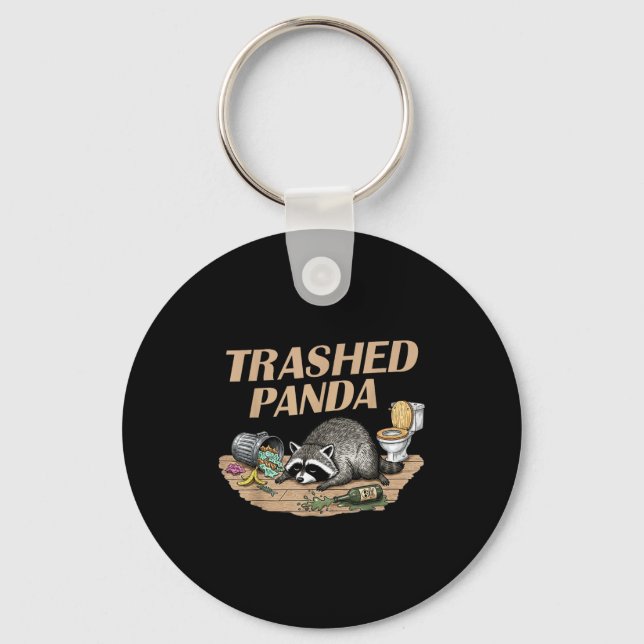 Funny Trashed Panda Racoon Gets Drunk Racoon Meme  Keychain (Front)