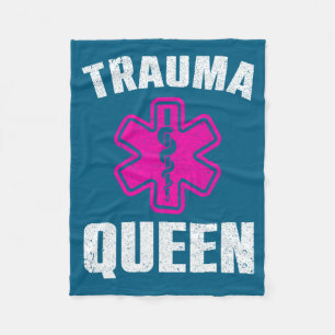 Funny Trauma Queen Art For Paramedic Women Emt Lov Fleece Blanket