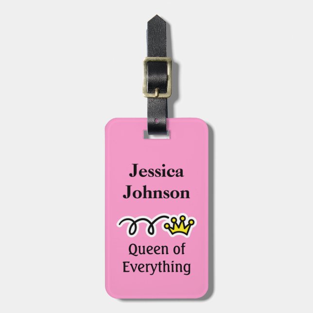 Funny travel luggage tag | Queen of everything (Front Vertical)