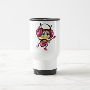 Funny Travel Mug with Guitar Player Bee