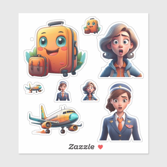 Funny Travel Sticker Collection - Quirky Character (Sheet)