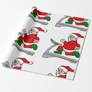 funny treadmill santa claus wrapping paper