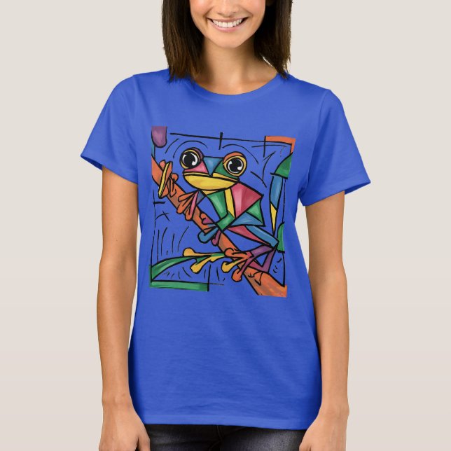 Funny Tree Frog Abstract Art T-Shirt (Front)