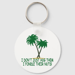 Funny tree hugger keychain