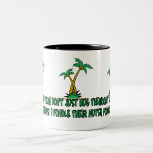 Funny tree hugger Two-Tone coffee mug