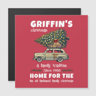 Funny Tree on Car Red Family Name Christmas