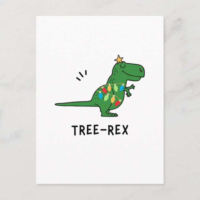Funny Tree-Rex Christmas Holiday Postcard (Front)