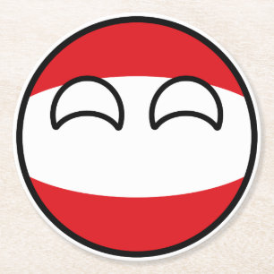 Funny Trending Geeky Austria Countryball Round Paper Coaster