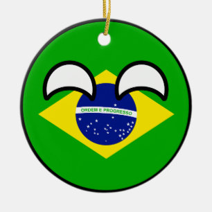 Funny Trending Geeky Brazil Countryball Ceramic Ornament