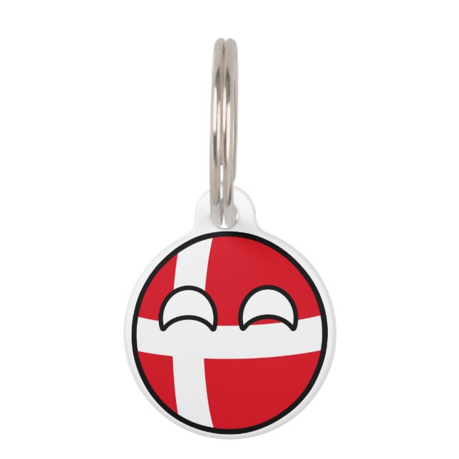 Funny Trending Geeky Denmark Countryball Pet Tag (Front)