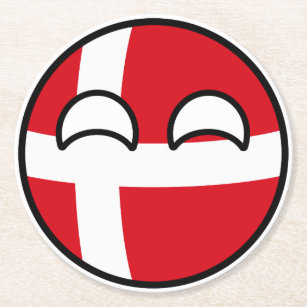 Funny Trending Geeky Denmark Countryball Round Paper Coaster