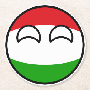 Funny Trending Geeky Hungary Countryball Round Paper Coaster