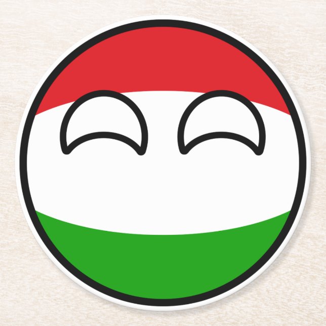 Funny Trending Geeky Hungary Countryball Round Paper Coaster (Front)