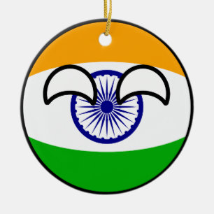 Funny Trending Geeky India Countryball Ceramic Ornament
