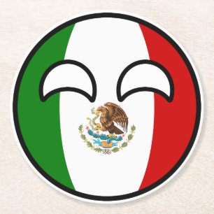 Funny Trending Geeky Mexico Countryball Round Paper Coaster