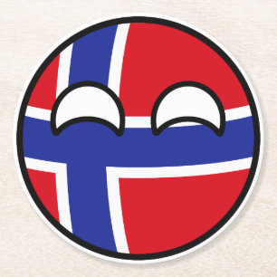 Funny Trending Geeky Norway Countryball Round Paper Coaster