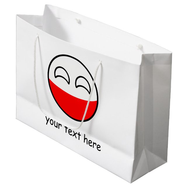 Funny Trending Geeky Poland Countryball Large Gift Bag (Front Angled)