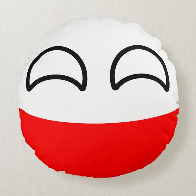 Funny Trending Geeky Poland Countryball Round Pillow (Front)