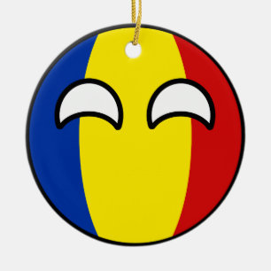 Funny Trending Geeky Romania Countryball Ceramic Ornament