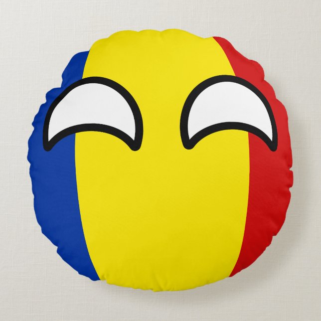 Funny Trending Geeky Romania Countryball Round Pillow (Front)