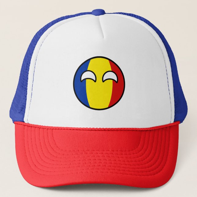 Funny Trending Geeky Romania Countryball Trucker Hat (Front)