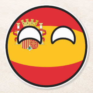 Funny Trending Geeky Spain Countryball Round Paper Coaster