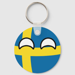 Funny Trending Geeky Sweden Countryball Keychain