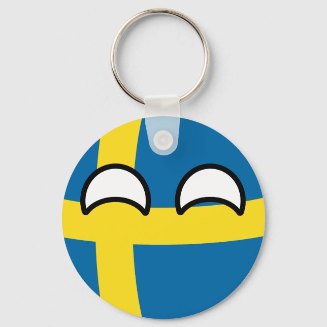 Funny Trending Geeky Sweden Countryball Keychain (Front)