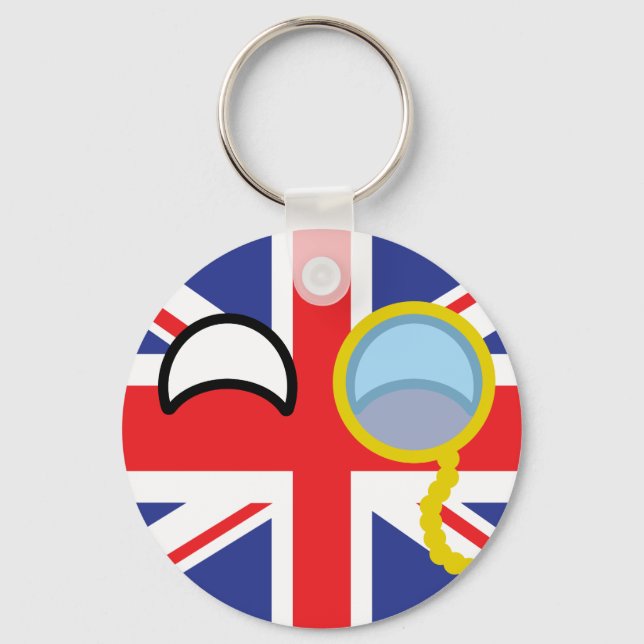 Funny Trending Geeky United Kingdom Countryball Keychain (Front)