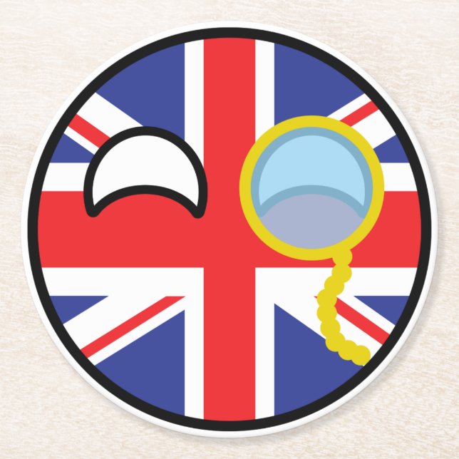 Funny Trending Geeky United Kingdom Countryball Round Paper Coaster (Front)