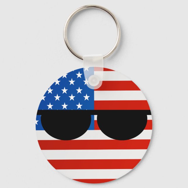 Funny Trending Geeky USA Countryball Keychain (Front)