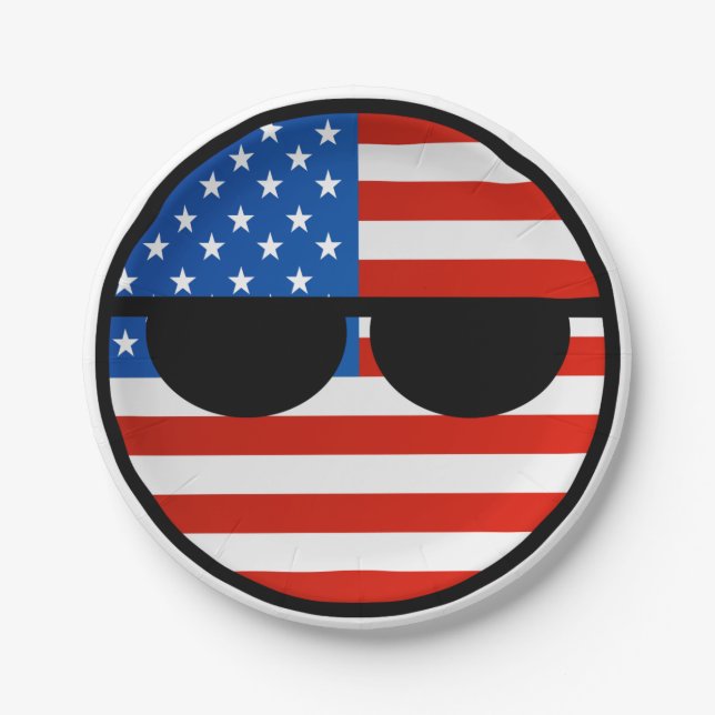Funny Trending Geeky USA Countryball Paper Plate (Front)