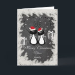 Funny Trendy Christmas Santa cat couple chalkboard Holiday Card<br><div class="desc">Trendy cute Christmas Santa cat couple chalkboard  design. Sophisticated and artistic colour composition. A modern,  unique graphic art work made for you. You can customize this product by adding your own name nickname or monogram,  or change text.Perfect gifts for unique designs lovers,  a gift for every occasion.</div>