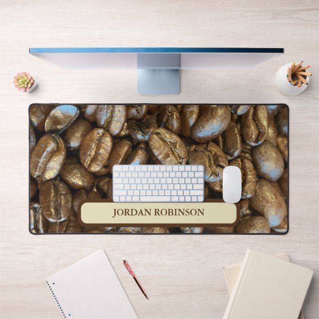 Funny Trendy Coffee Beans I Love Coffee Desk Mat (Office 1)