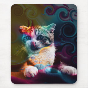 FUNNY TRENDY COLORFUL CAT ART MOUSE PAD