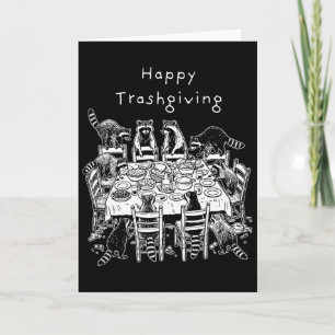 Funny Trendy Raccoon Lover Happy Trashgiving Card