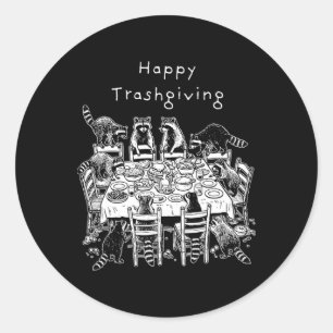 Funny Trendy Raccoon Lover Happy Trashgiving Classic Round Sticker