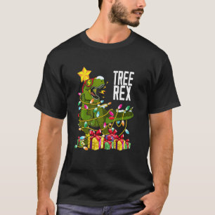 Funny Trex Christmas Tree Funny Dinosaur Boy T-Shirt