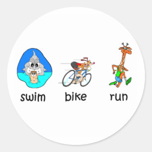 Funny triathlon classic round sticker