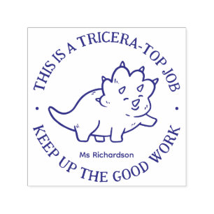 Funny Triceratops Dinosaur Top Job Teacher Praise Self-inking Stamp