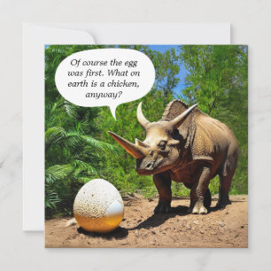 Funny Triceratops Egg Chicken Joke Humour Dinosaur Card