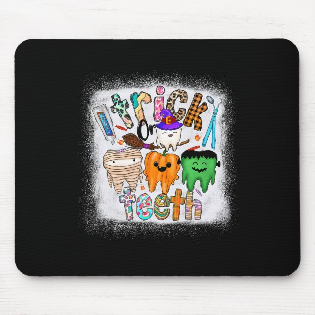 Funny Trick Or Teeth Dental Istant Dentist Hallowe Mouse Pad (Front)